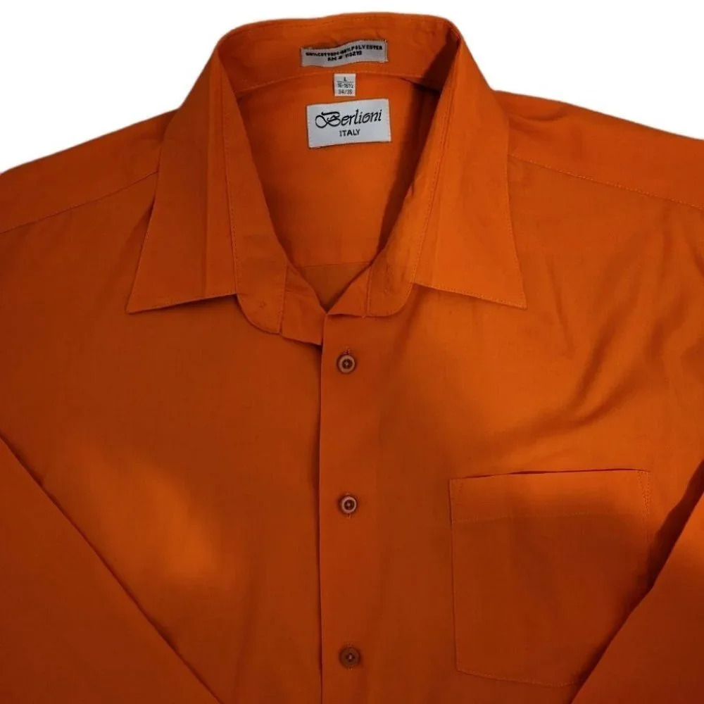 Men's Button- Up Collar Long Sleeve Shirt by Berlioni (sz 16-16 1/2) - Picture 4 of 5